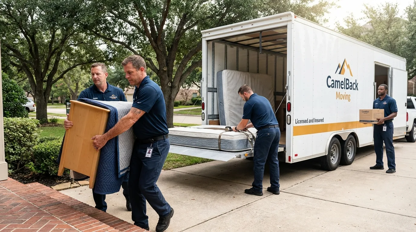 Crew loading residential truck for cross-state move from Troy, KS