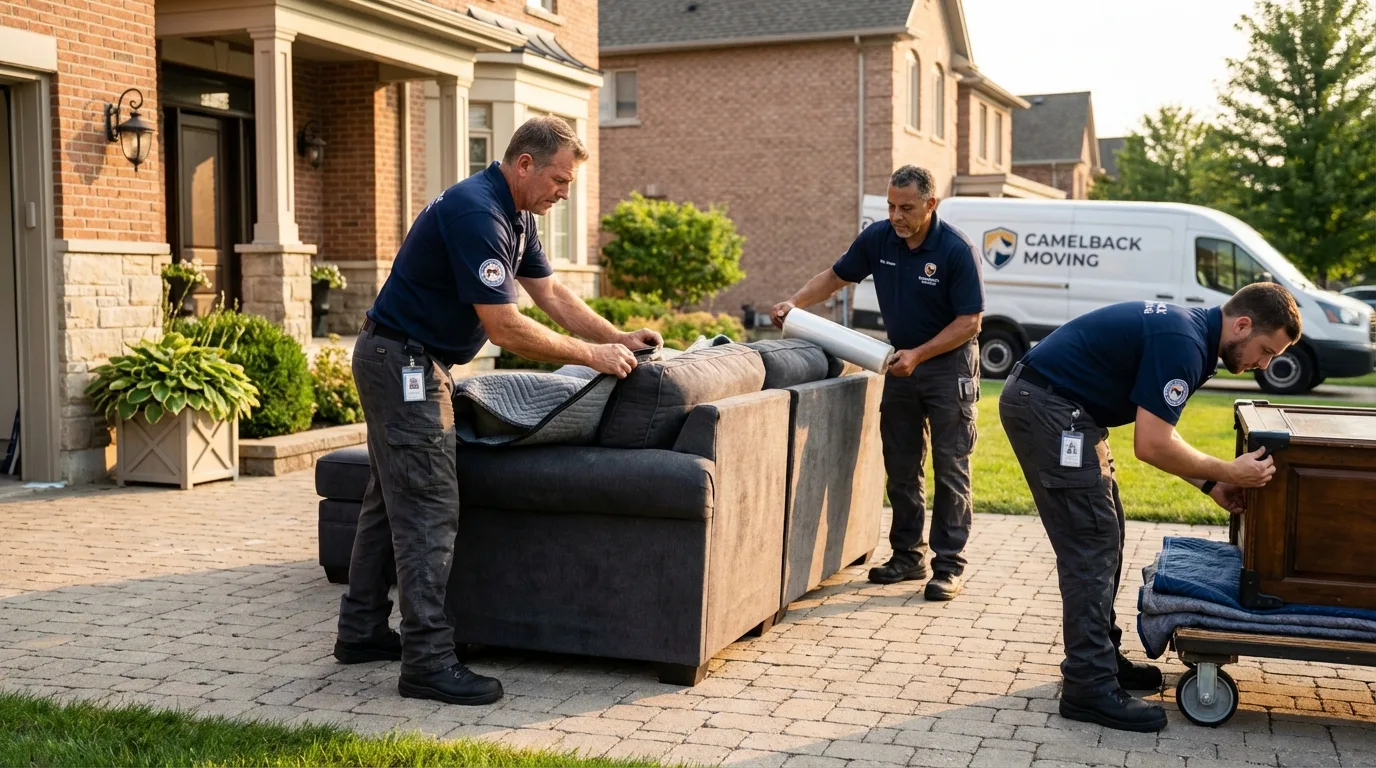 Large estate moving crew wrapping furniture in Troy, KS